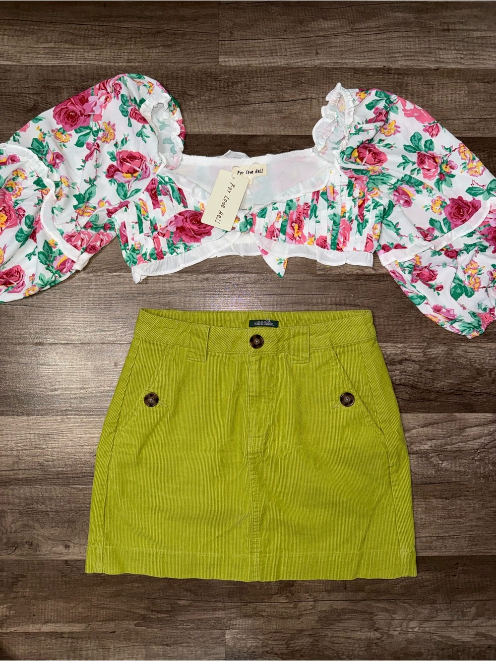 wild fable Lime Green Corduroy Mini Skirt